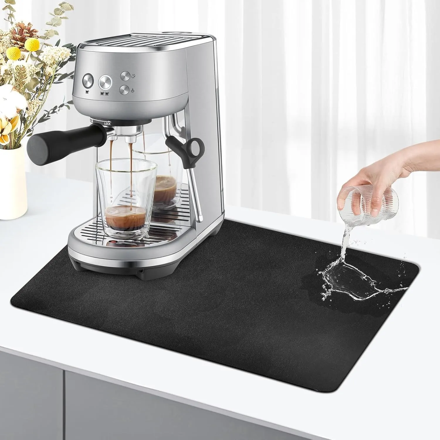 Kaffeemaschine Abtropfmatte 20x30cm,abtropfmatte geschirr, Schwarz