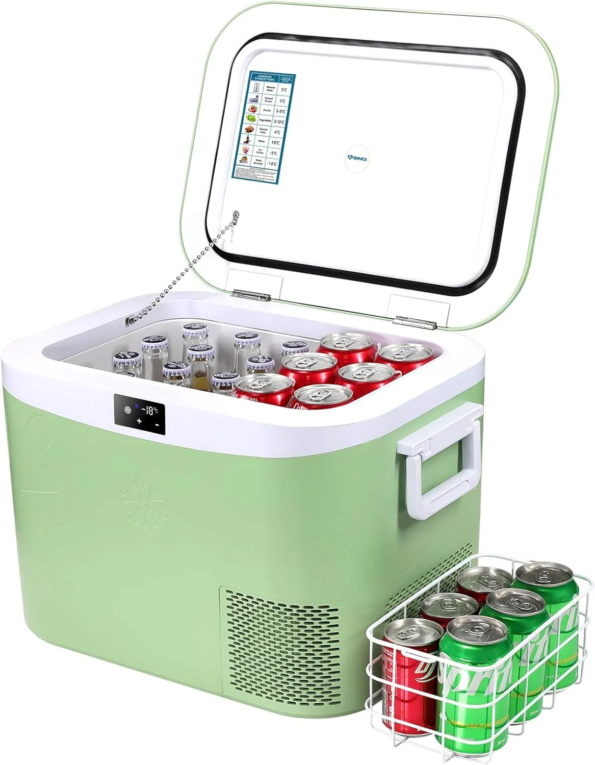 BINGI Kompressor Kühlbox 18 Liter Tragbarer Auto-Kühlschrank 12/24V DC und 230V AC Mini Gefrierschrank für Auto, LKW, C…