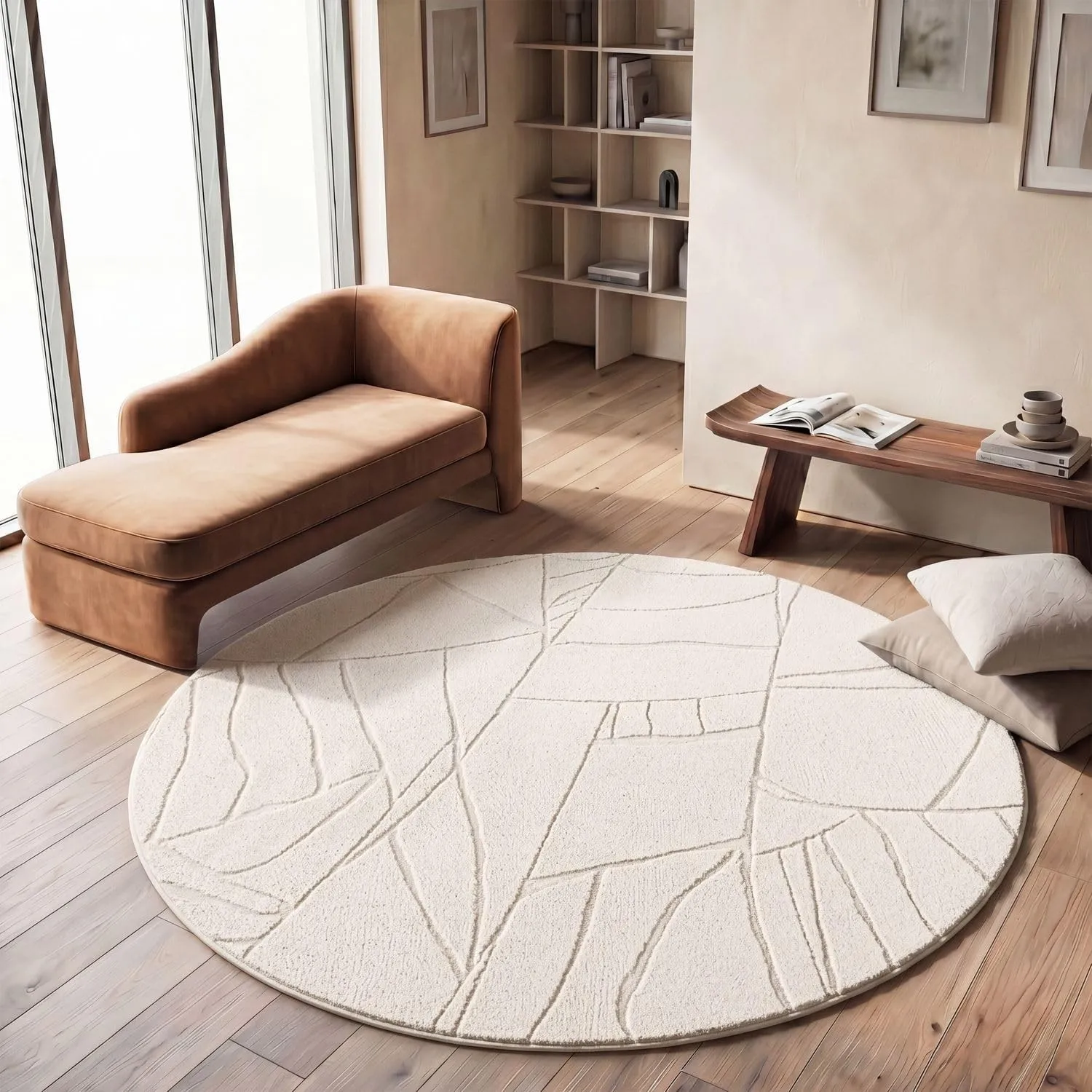 TT Home Wohnzimmer Teppich Schlafzimmer Hochflor Skandinavisches Design Unifarben Geometrisch Boho Style Modern Waschba…
