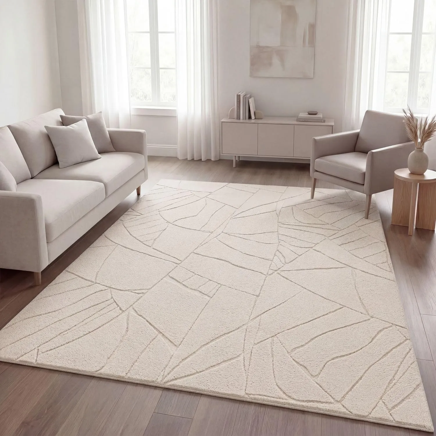 TT Home Wohnzimmer Teppich Schlafzimmer Hochflor Skandinavisches Design Unifarben Geometrisch Boho Style Modern Waschba…