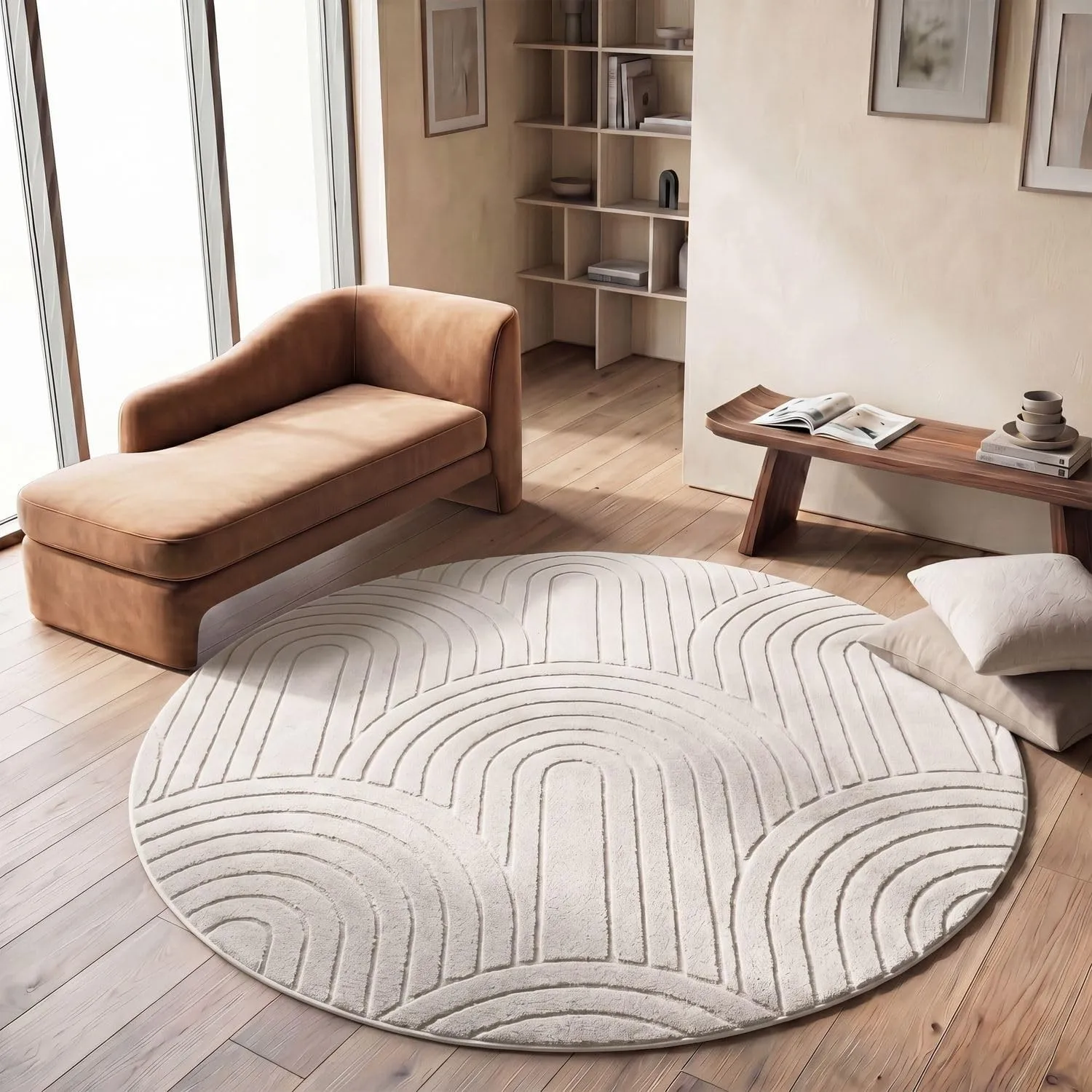 TT Home Wohnzimmer Teppich Schlafzimmer Hochflor Skandinavisches Design Unifarben Geometrisch Boho Style Modern Waschba…