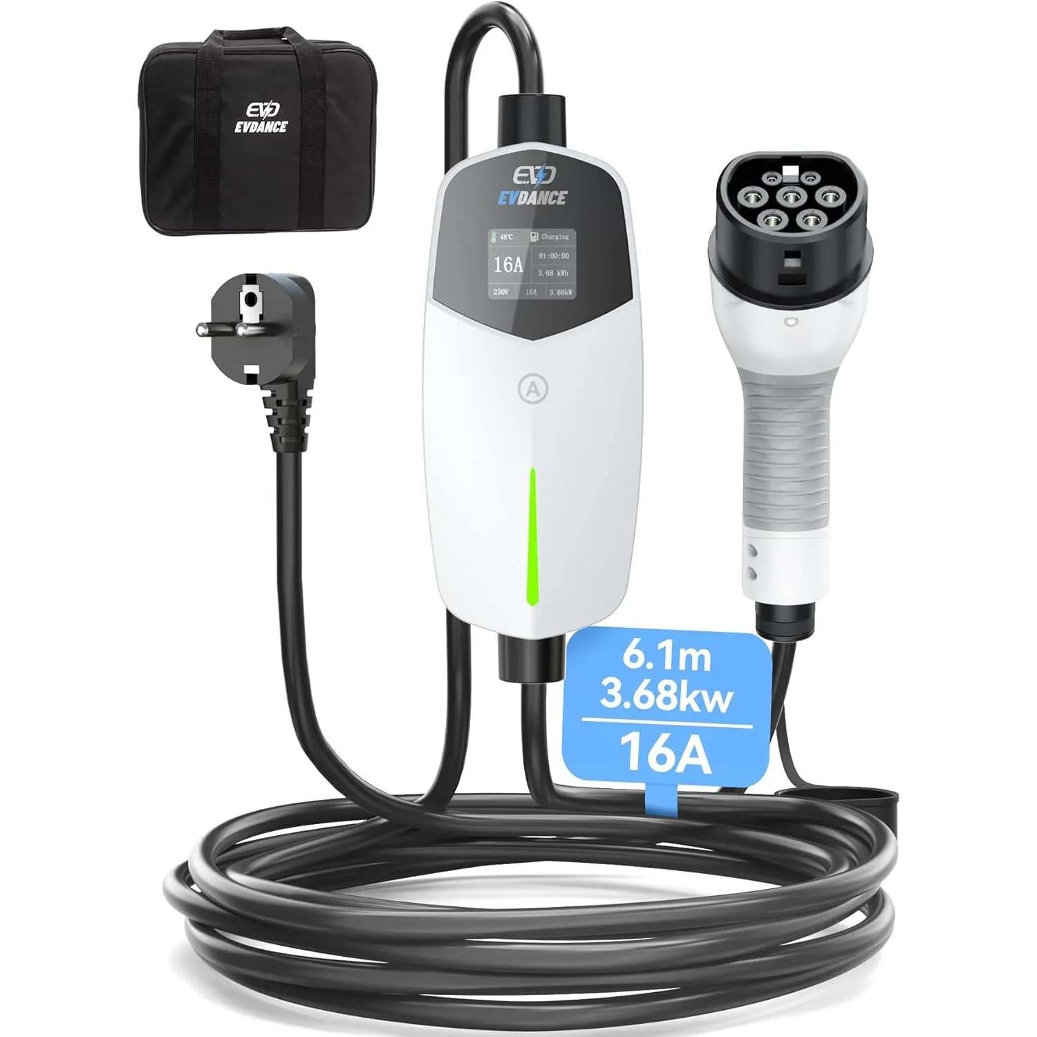 EVDANCE Typ 2 Ladekabel Schuko für Elektroauto & Hybrid(PHEV/EV)