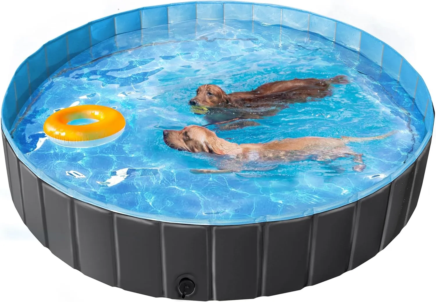 Yaheetech Foldable Dog Pool, Paddling Pool for Dogs, Anti-Slip Panels, Quick Drainage, Dog Bath with Bath Brush & 4 Pat…