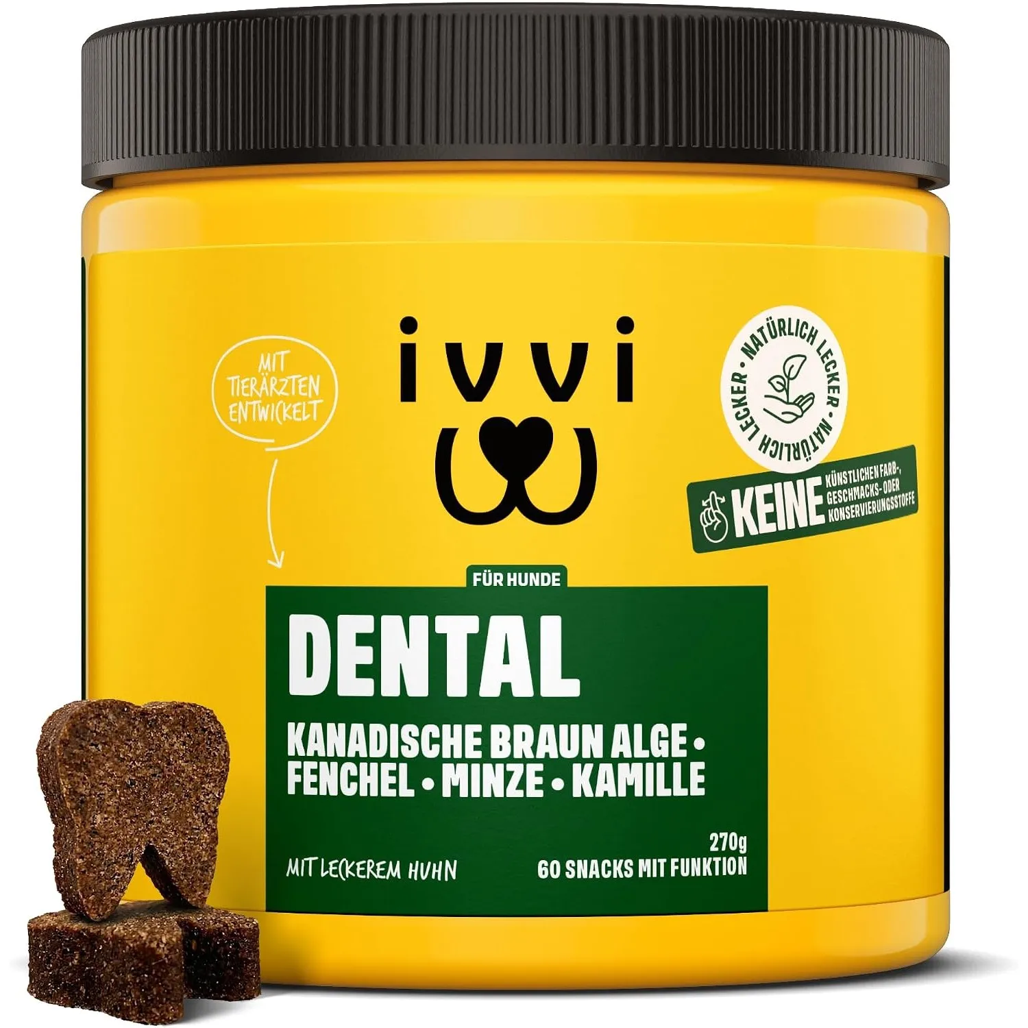 ivvi Dental - Zahnhygiene-Snacks für Hunde. Zahnpflege für gesunde Zähne und Zahnfleisch, hilft bei Zahnbelag und schle…