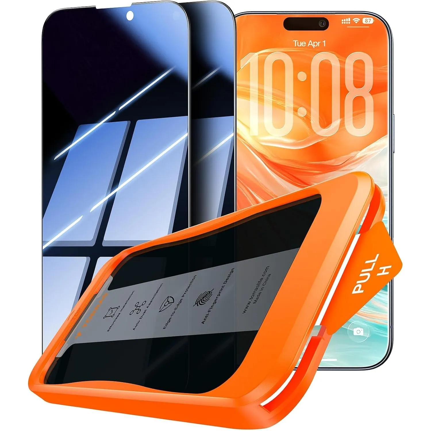 TORRAS für iPhone 15 Pro für Panzerglas Sichtschutz TOP 9H+, 2 Stück