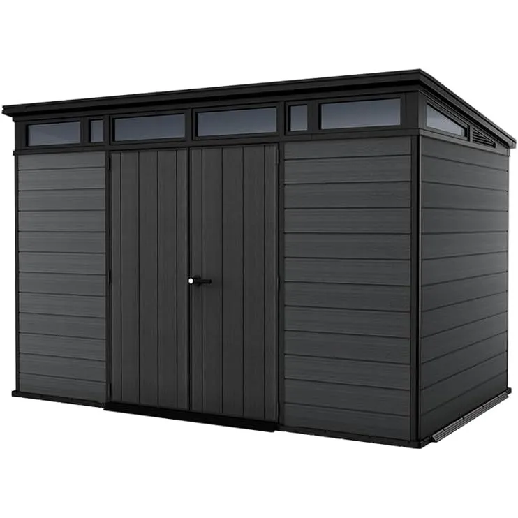 Keter Cortina 11x7 Gartenhaus, 342x218x226 cm, Grau | Robustes Gerätehaus aus Kunststoff & Metall, EVOTECH-Wänden, Wett…