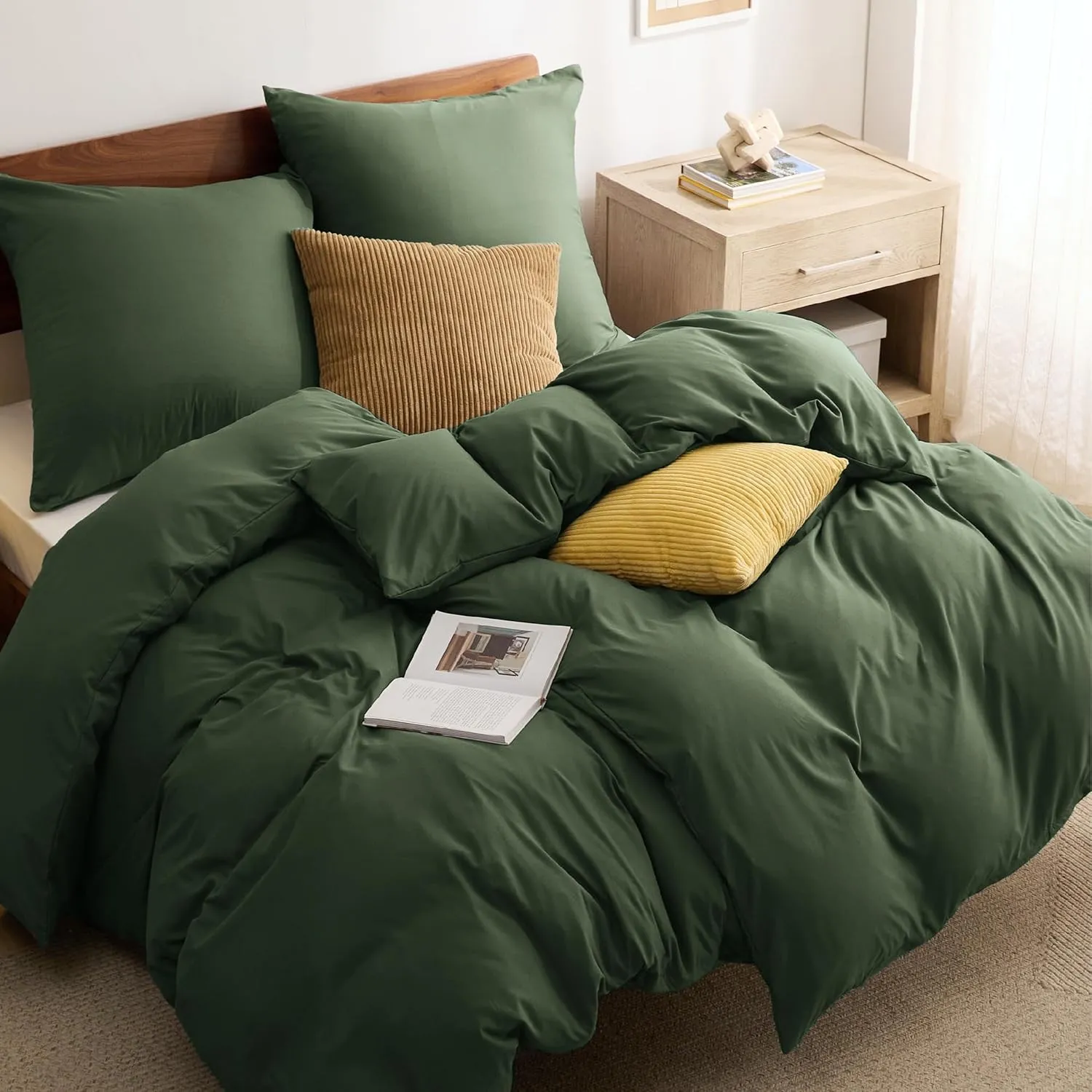 BEDSURE Bettwäsche 135x200 4teilig Grauolivgrün - 2 Bettbezüge 135x200 cm + 2 Kissenbezüge 80X80 cm, ÖKO-TEX Bettwäsche…