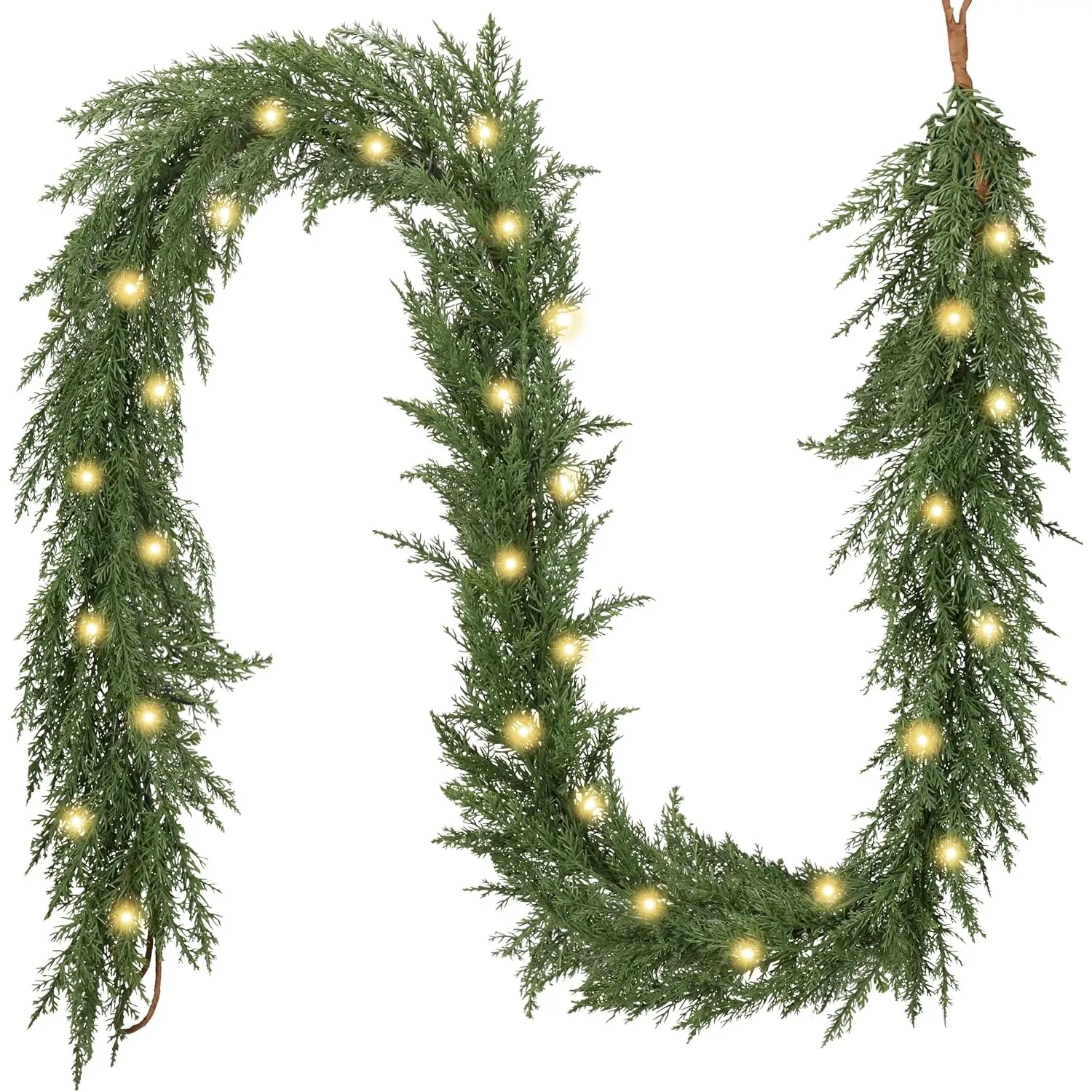 Valery Madelyn 180cm Weihnachtsgirlande grün mit 20 LED Timer Beleuchtet, künstliche Tannengirlande Dekogirlande Weihna…