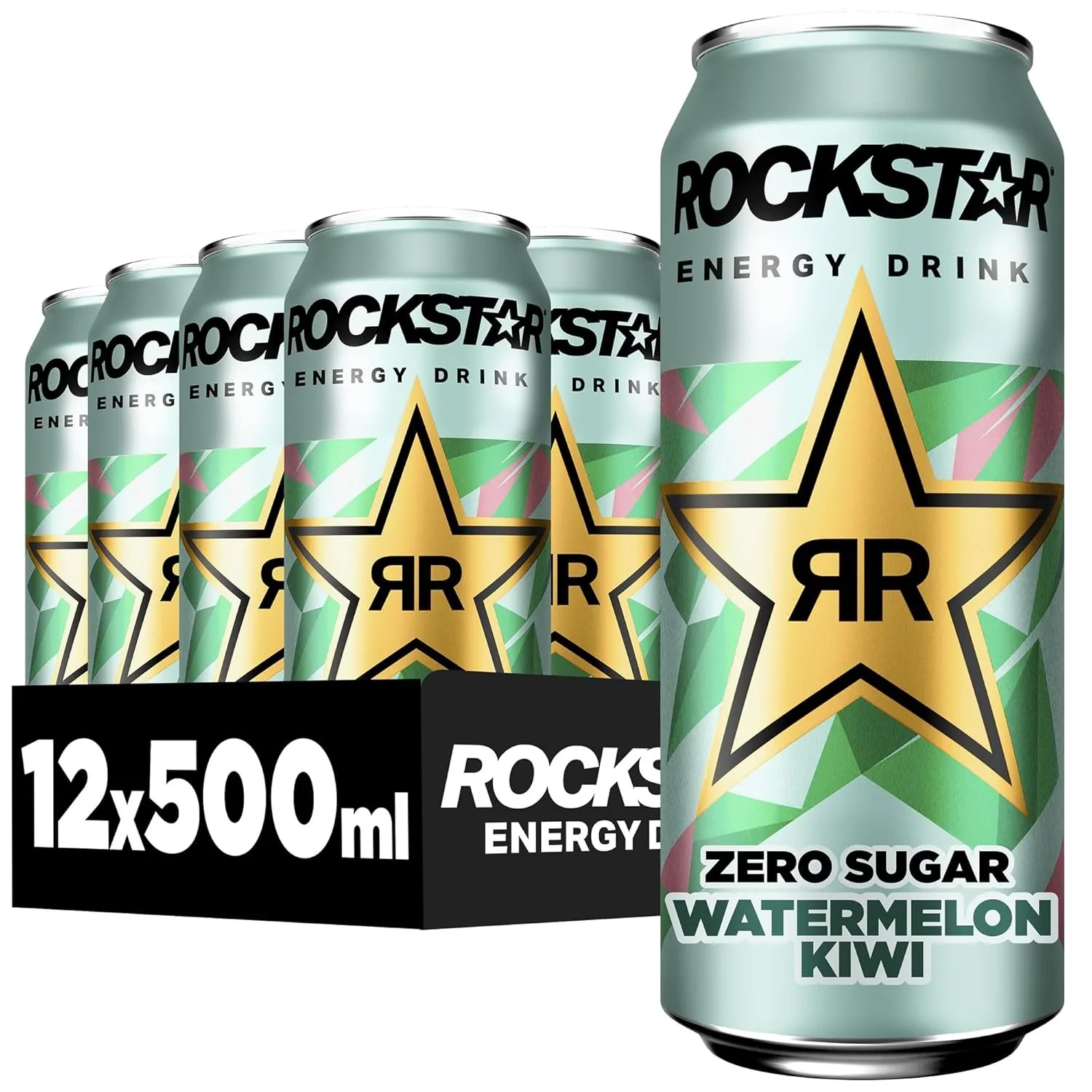 Rockstar Energy Drink Watermelon Kiwi Geschmack - Zero Sugar - Koffeinhaltiges Erfrischungsgetränk ohne Zucker für den …
