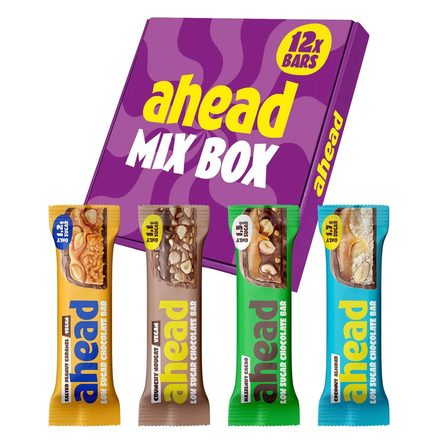AHEAD Schokoriegel Probierpaket 2.0 |12x Keto Riegel – max. 1,7g Zucker* & 6g Net Carbs Pro Riegel | Low carb Süßigkeit…