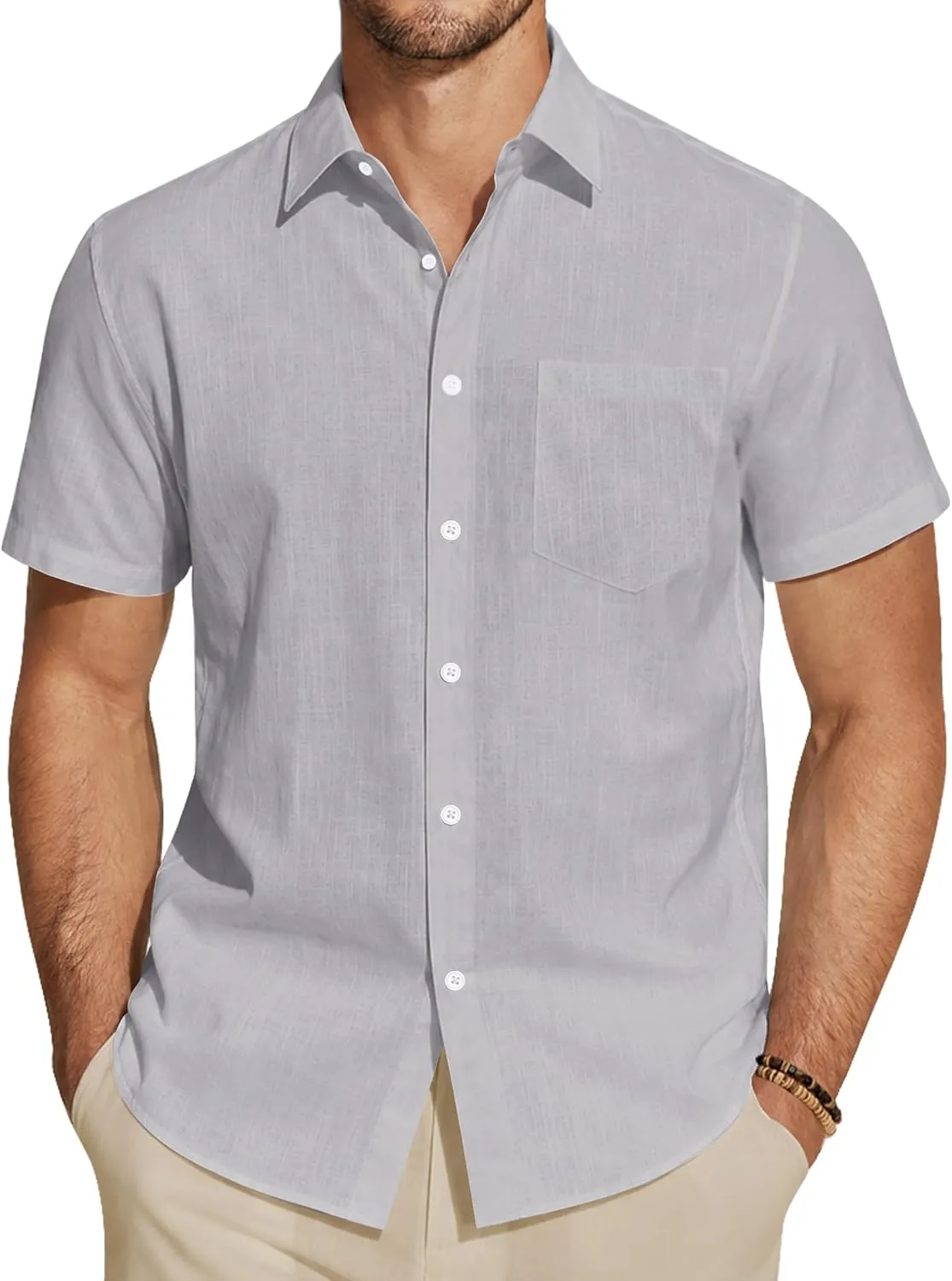 J.VER Linen Shirt, Men's Shirt, Short Sleeve Linen Shirt, Casual Shirt, Business Shirt, Summer, Casual, Regular Fit Shi…