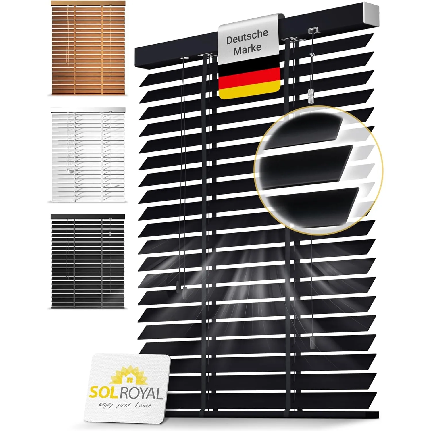 Sol Royal Holzjalousie 50 mm Lamellen extra breit Fensterjalousie Holzrollo