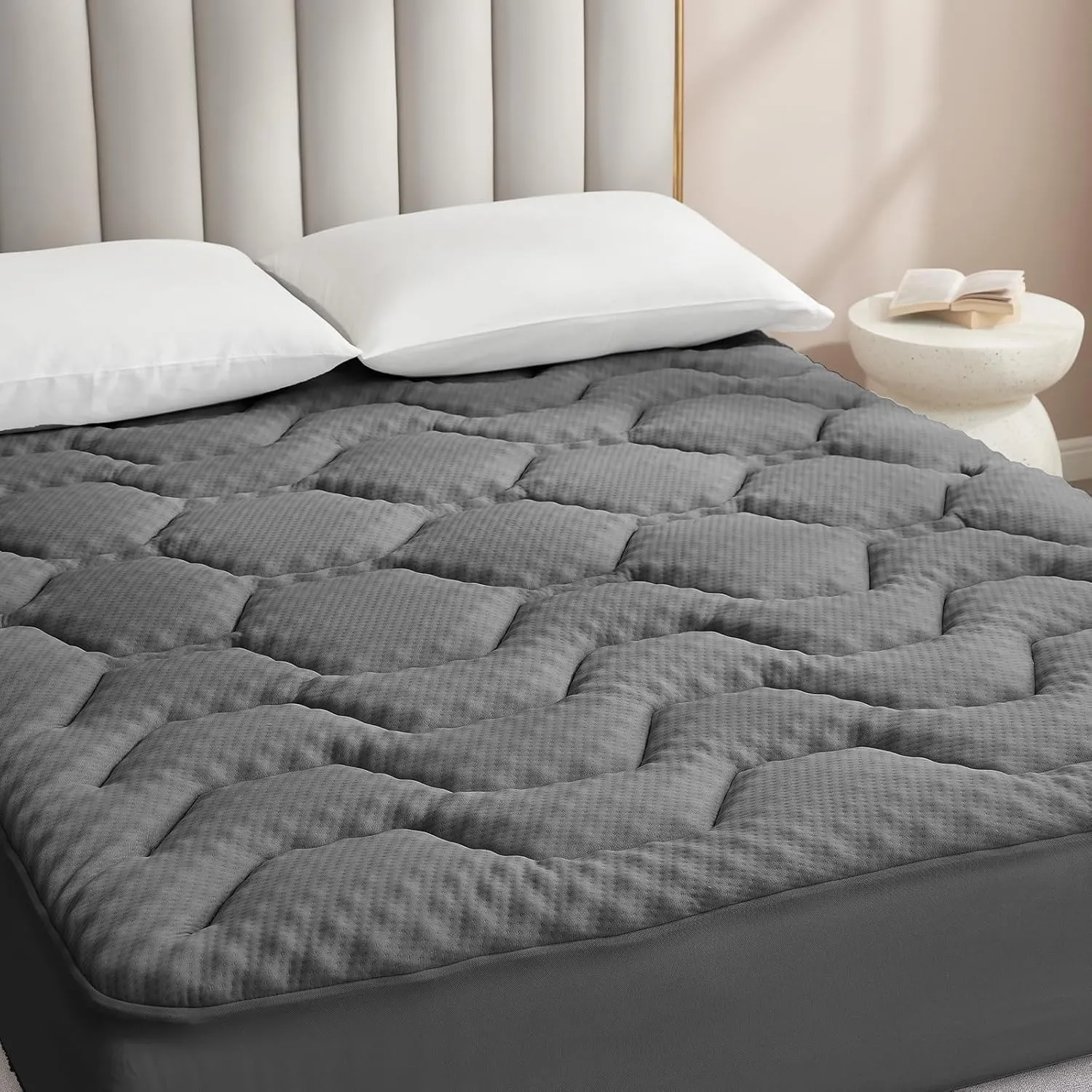 EHEYCIGA Gel Topper 90x200cm aus Memory Foam, Dunkelgrau | Komfortable & Atmungsaktive Matratzentopper mit extra tiefem…