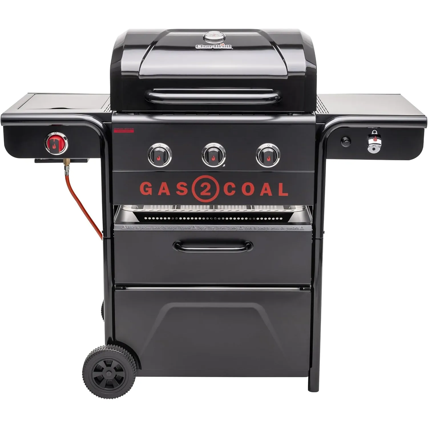 Char-Broil Gas- & Hybridgrill Gas2Coal Special Edition 3 Brenner, Holzkohleschale, 900°C Sear-Brenner