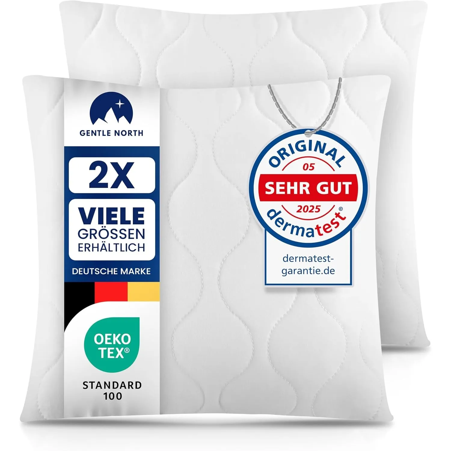 Gentle North Kopfkissen (45x45 cm groß) - 2er Set Kissen für Bett und als Dekokissen - Mit Reißverschluss für Füllung -…