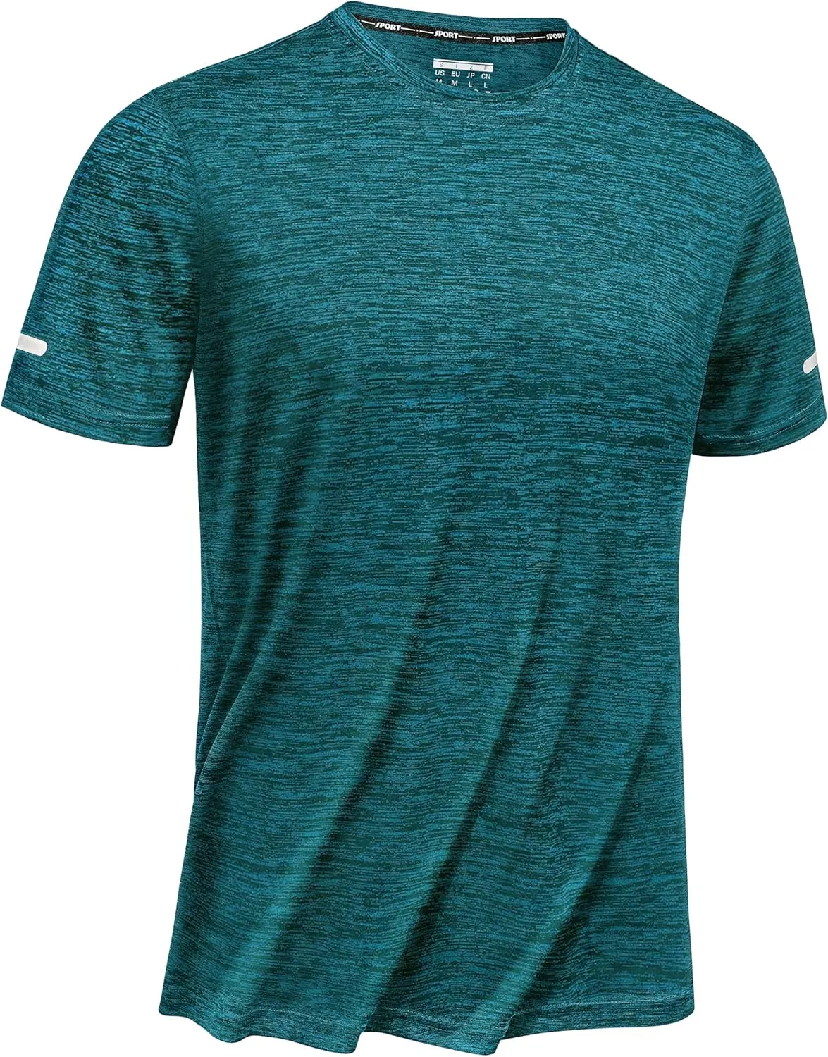 TACVASEN Men's Mottled Sports T-Shirts Short Sleeve Quick-Drying Running Shirts Functional Shirts Sports Shirt with Ref…