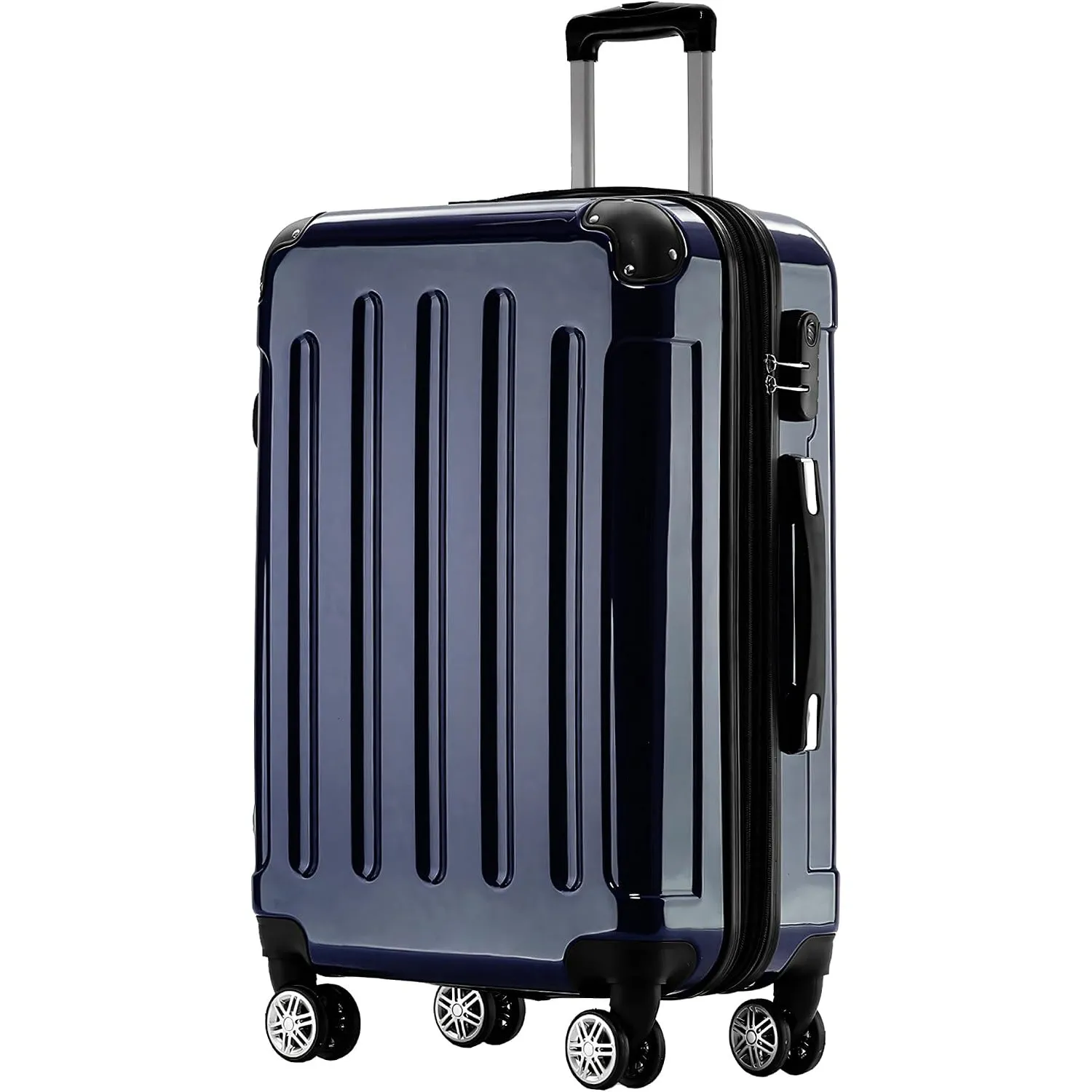 BEIBYE Zwillingsrollen 2048 Hartschale Trolley Koffer Reisekoffer in M-L-XL-Set in 15 Farben (Dunkel Blau, L)