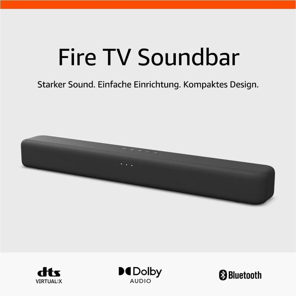 Amazon Fire TV Soundbar, 2.0-Lautsprecher mit DTS Virtual:X und Dolby Audio sowie Bluetooth-Unterstützung