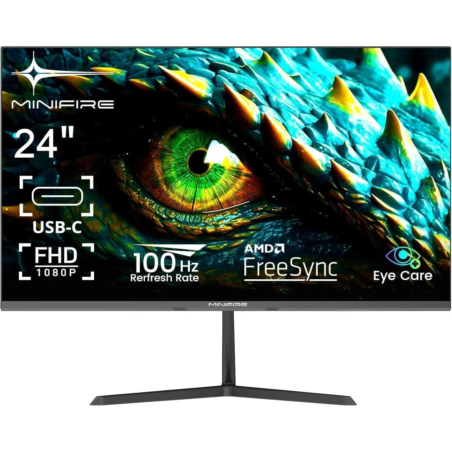 Minifire 24 Zoll Monitor USB-C HDMI FHD 1080P 100Hz Eye Care 178° Betrachtungswinkel Rahmenlos neigbar VESA kompatibel …