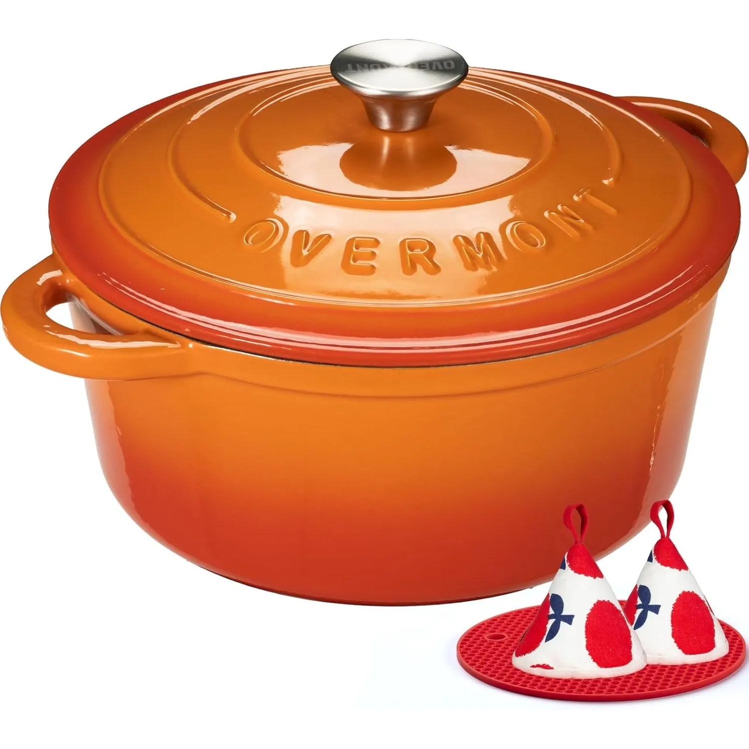 Overmont Bräter emaille Gusseisen Topf - Schmortopf 28cm backofengeeignet - mit Deckel und Kochbuch - für Küche Backen …