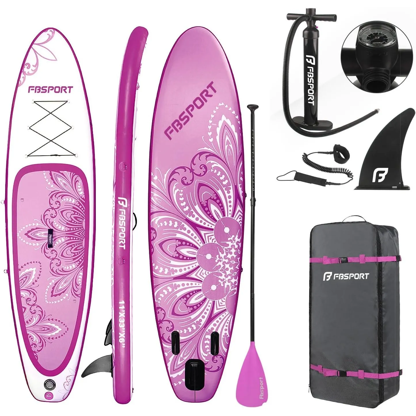 FBSPORT Aufblasbares SUP Board, Stand Up Paddling Board, Aufblasbare Stand Up Paddle Board für Stand-Up Paddling 15CM D…