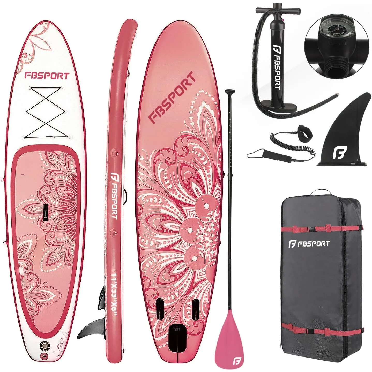 FBSPORT Aufblasbares SUP Board, Stand Up Paddling Board, Aufblasbare Stand Up Paddle Board für Stand-Up Paddling 15CM D…