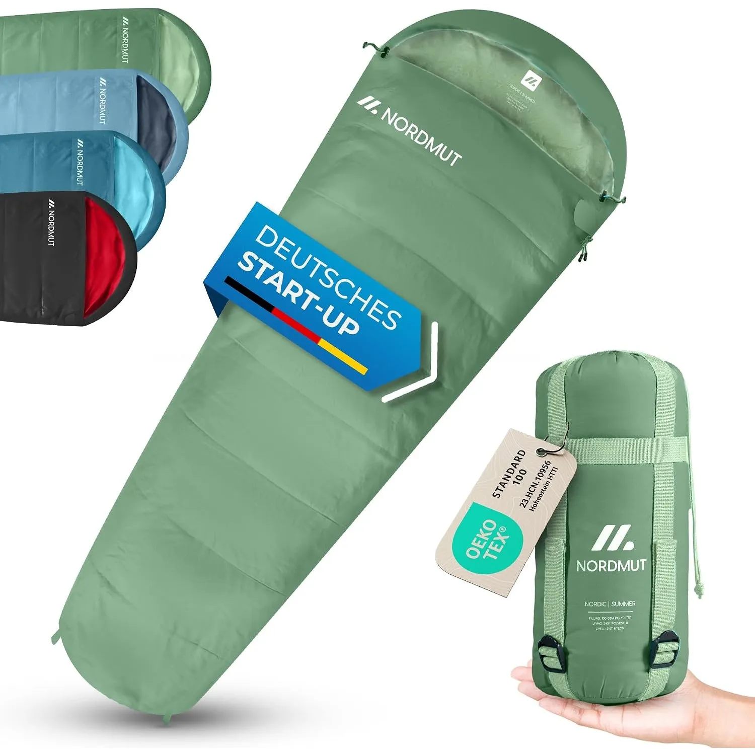 NORDMUT® Schlafsack Erwachsene – kleines Packmaß & Ultraleicht (900/1500g) – 3-Jahreszeiten (250 GSM) & Sommerschlafsac…