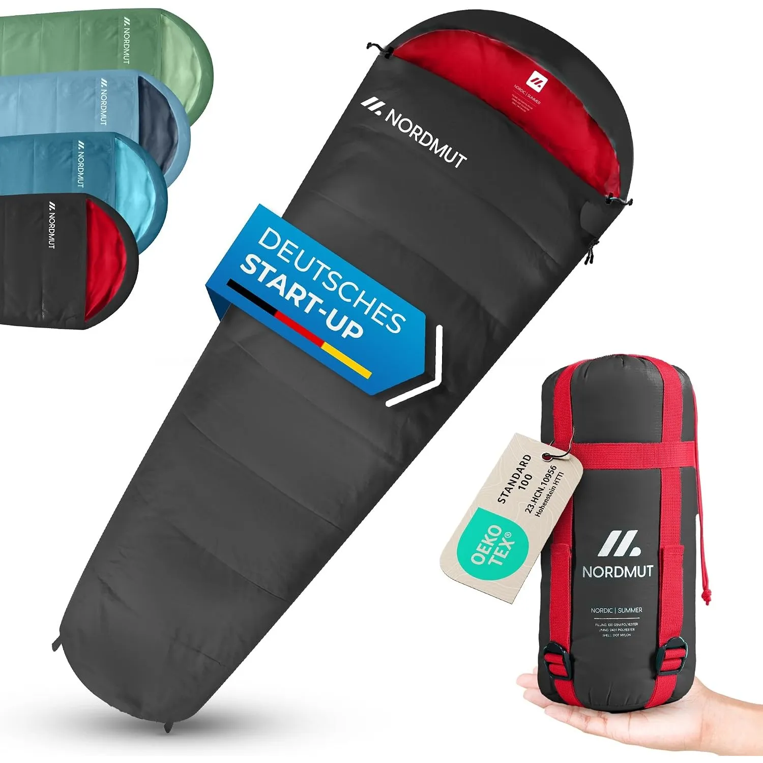 NORDMUT® Schlafsack Erwachsene – kleines Packmaß & Ultraleicht (900/1500g) – 3-Jahreszeiten (250 GSM) & Sommerschlafsac…