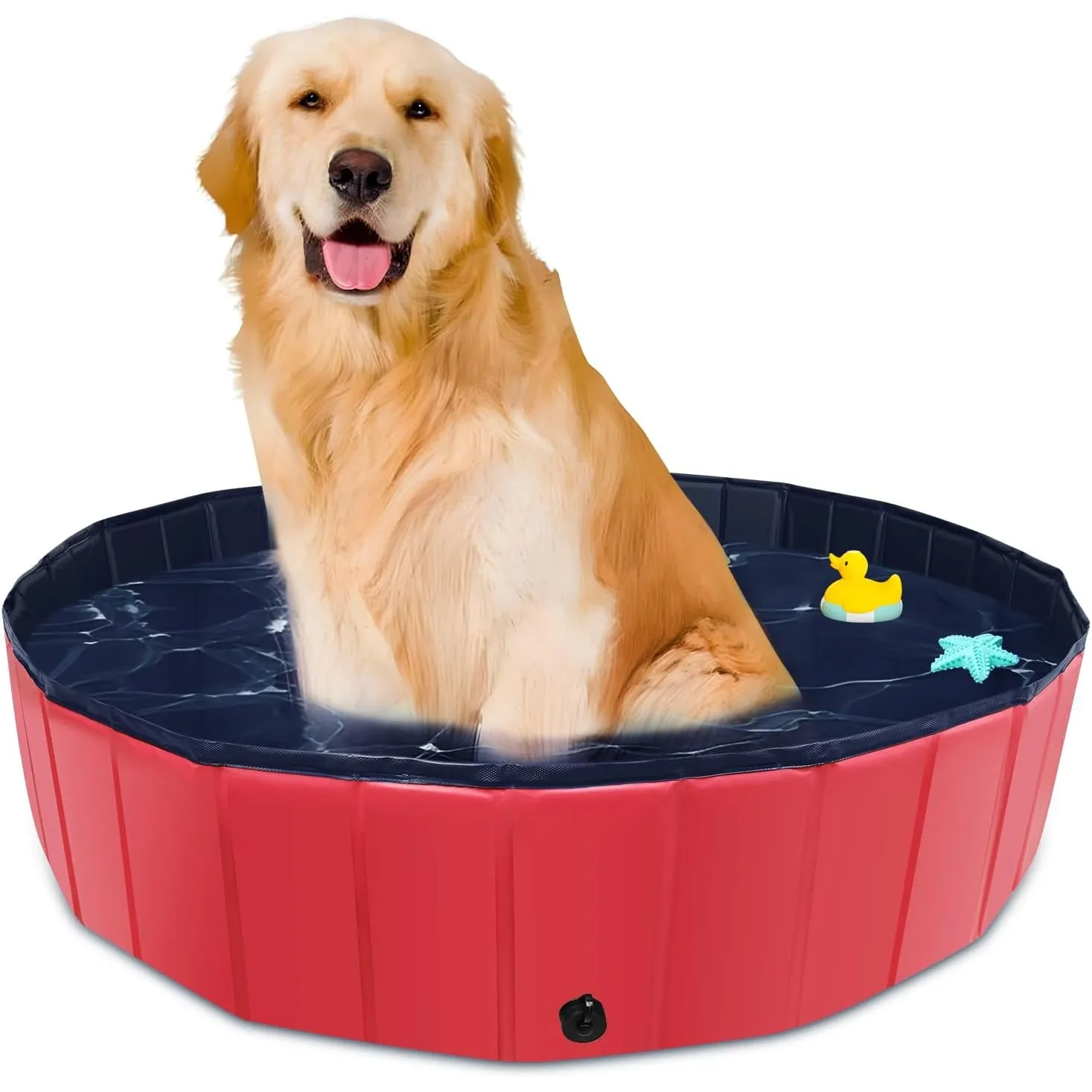 CACSPS Faltbarer Hundepool, 100 x 30,5 cm, Übergröße, Hartplastik, tragbar, Schwimmbad für Hunde, Katzen und Kinder, Ha…