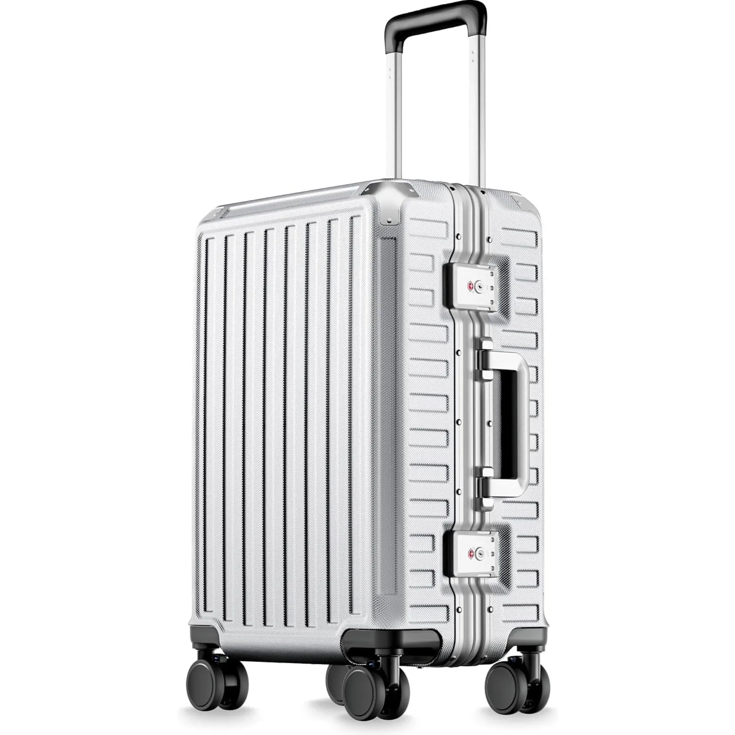 LUGGEX Aluminiumrahmen Koffer Klein, Koffer Trolleys ohne Reißverschluss, 100% PC Hartschalenkoffer Reisekoffer mit Alu…