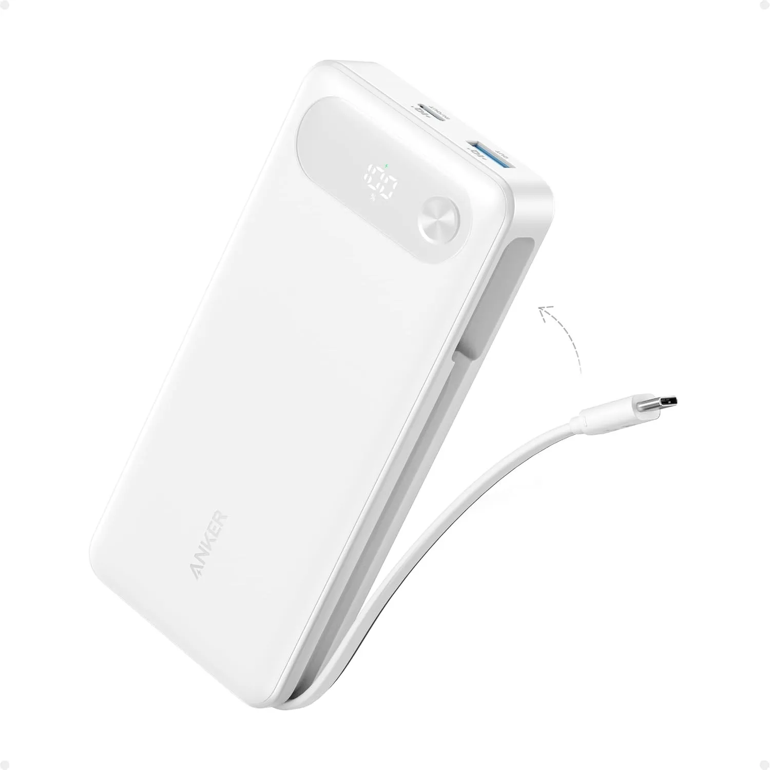 Anker Powerbank, 20000mAh 87W Max, integriertes USB-C Kabel