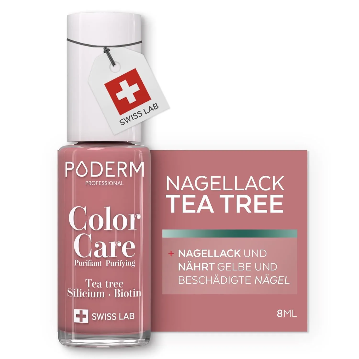 PODERM Pflegelack mit Tea Tree - Palisander | Swiss Lab - 8ML | Angereichert mit Tea Tree, Silizium & Biotin | Reinigt,…