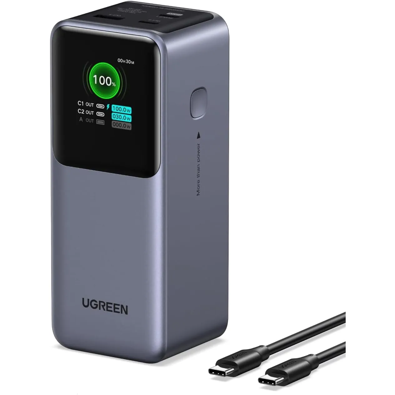 UGREEN Nexode 20000mAh Powerbank 130W Max Schnellladung, USB-C PD 3.0 Input/Output, Digitaldisplay, kompatibel mit iPho…