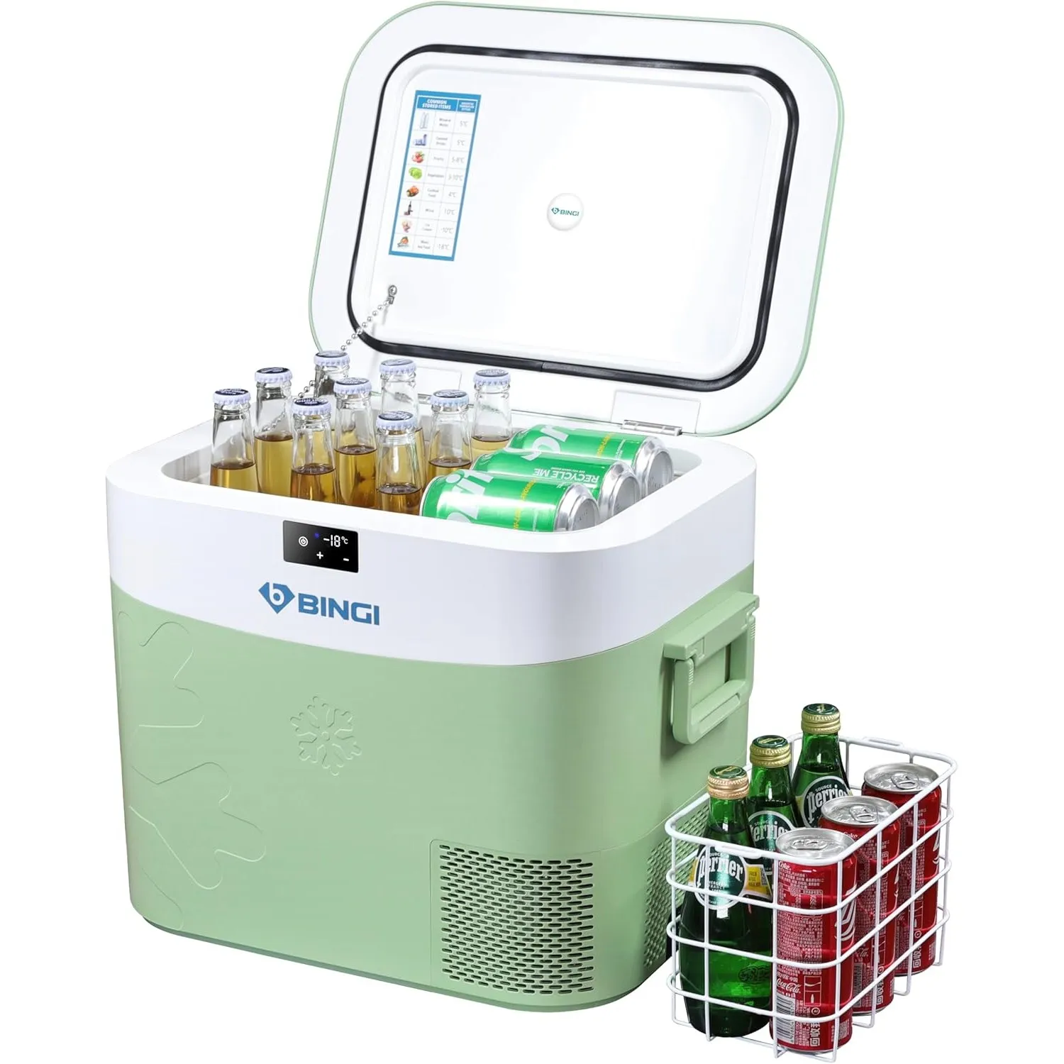 BINGI Kompressor Kühlbox 22 Liter Tragbarer Auto Kühlschrank 12/24V DC und 230V AC Mini Gefrierschrank für Auto, LKW, C…