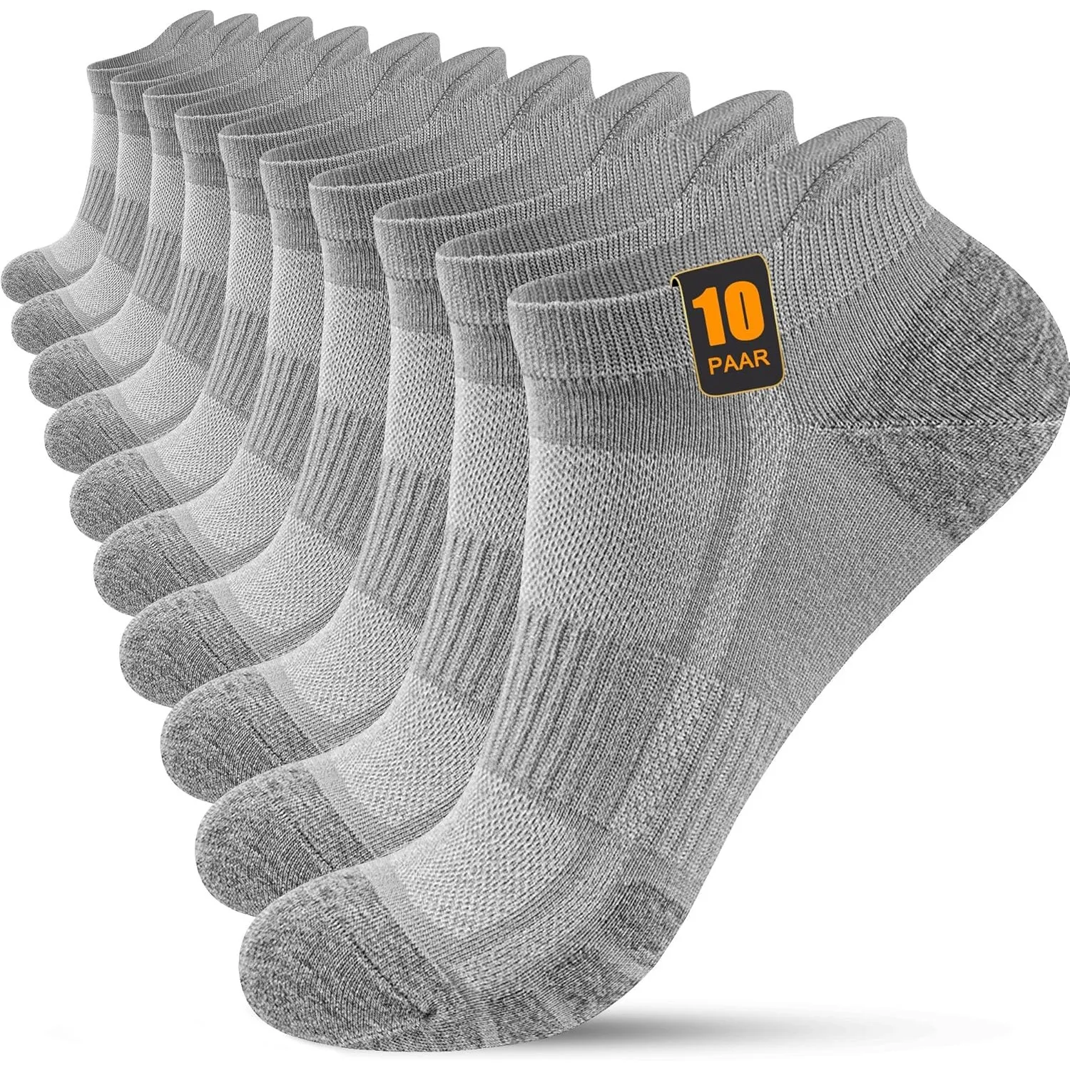 FORVEVO 10 Paar Sneaker Socken Herren Damen, Baumwolle Sportsocken, Atmungsaktive Laufsocken Kurz