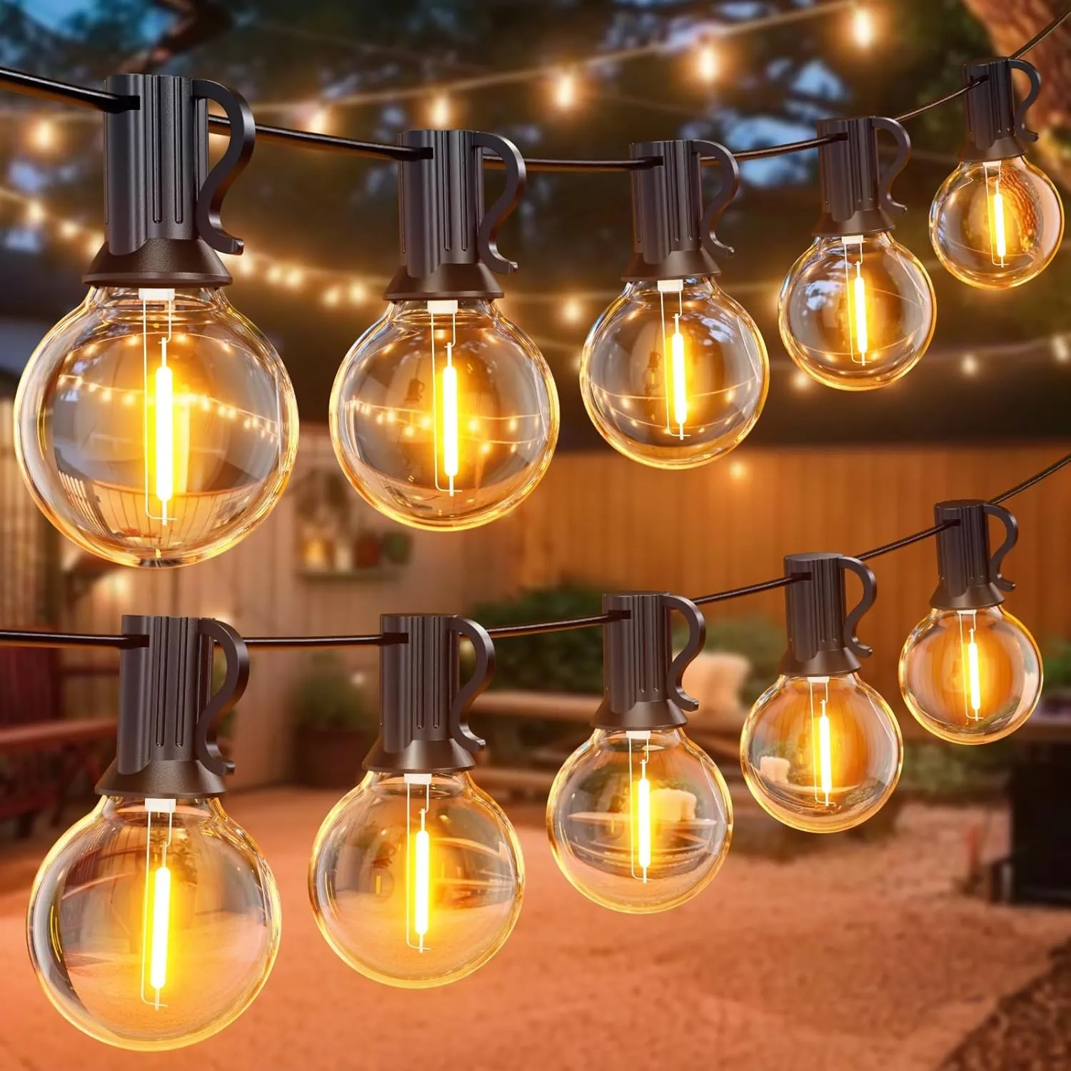 GPATIO Led Lichterkette Außen Strom Outdoor - 45M 150FT 75+2 G40 Glühbirnen Garten Beleuchtung Balkon Lichterketten Aus…