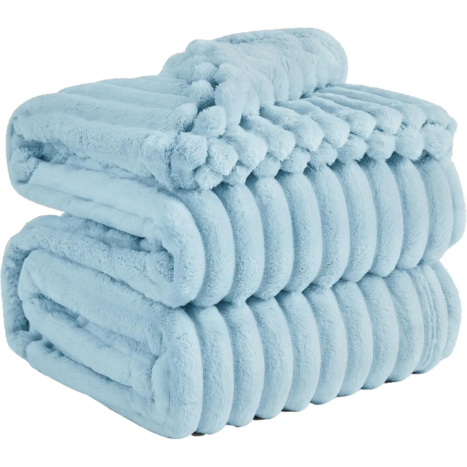 BEDSURE Kuscheldecke 220x240 Zimmer Deko - Tagesdecke, Hellblau