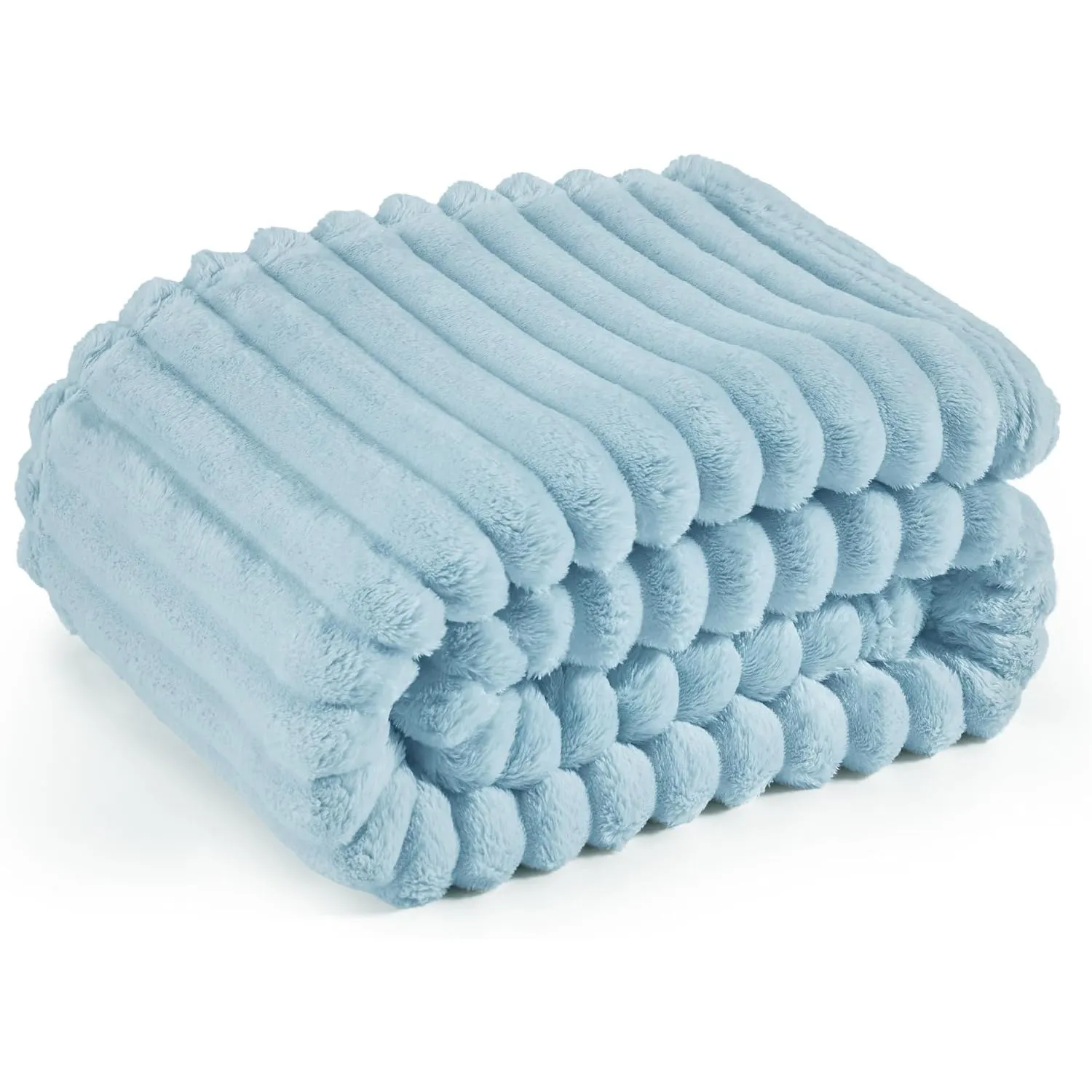 BEDSURE Kuscheldecke 150x200 Zimmer Deko - Tagesdecke, Hellblau