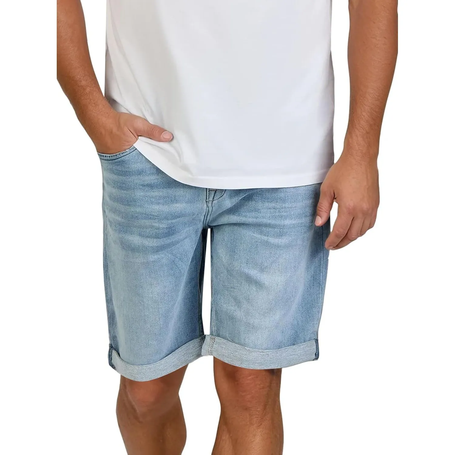 DENIMFY Jeans Shorts Herren Stretch Kurz Regular Fit DFAri Kurze Hosen Sommer Denim Einfarbig Grau Blau 31 32 33 34 36 …