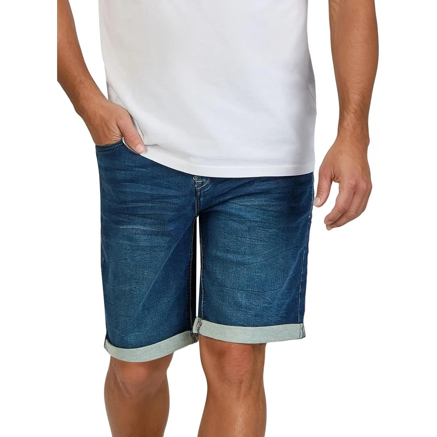DENIMFY Jeans Shorts Herren Stretch Kurz Regular Fit DFAri Kurze Hosen Sommer Denim Einfarbig Grau Blau 31 32 33 34 36 …