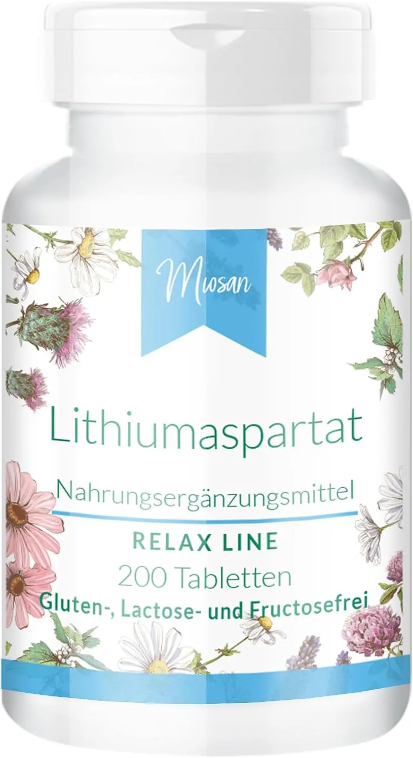Lithiumaspartat - 200 Tabletten - schluckfreundlich - RELAX LINE - 30mg pro Tablette - Hochdosiert - 100% Vegan – Herst…