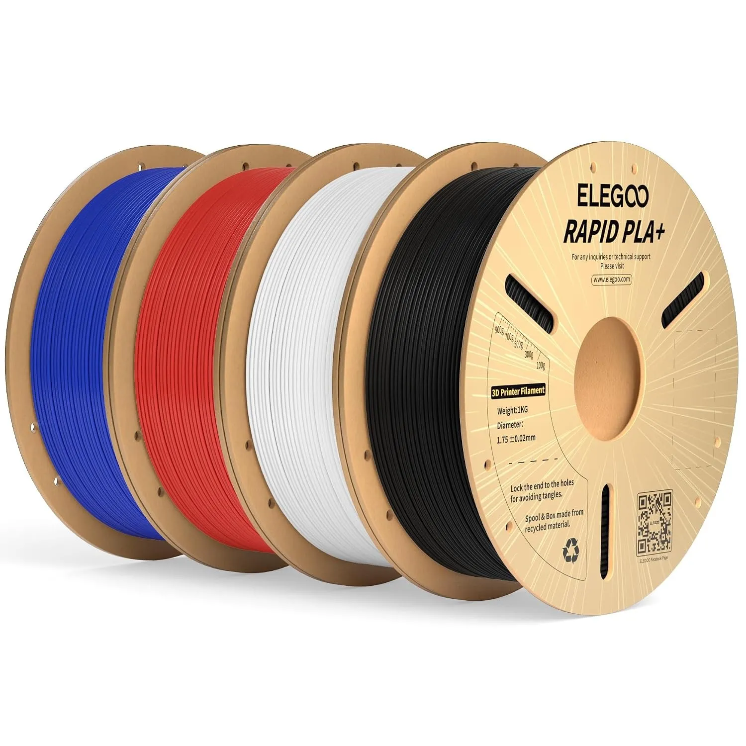 ELEGOO High Speed PLA+ Filament 1.75mm Schwarz Weiß Rot Blau 4 KG, Rapid PLA Plus 3D Drucker Speedy Filament, 600 mm/s …