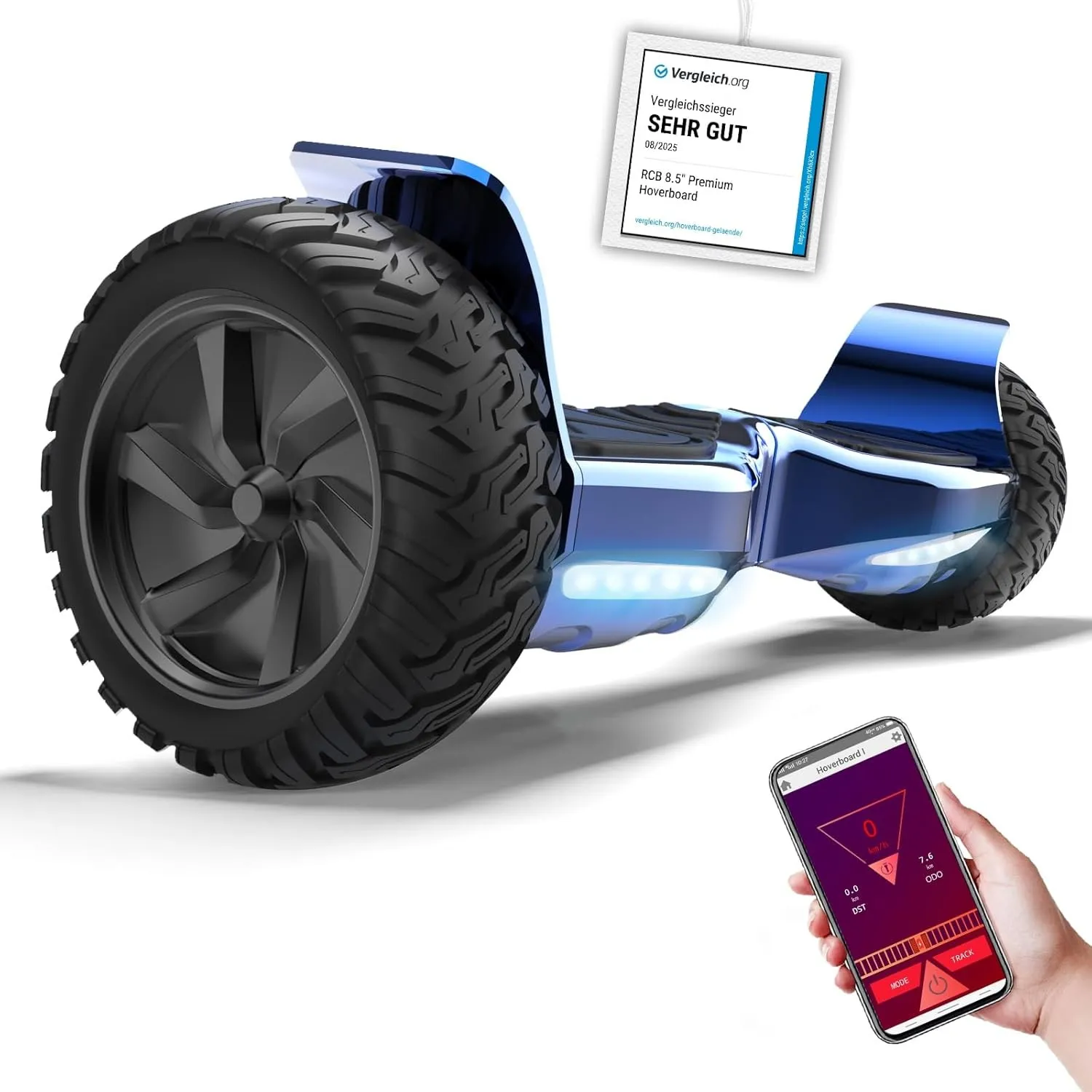 RCB 8.5" Premium Offroad Hoverboard, APP Steuerfunktion,Integrierte LED-Bluetooth mit Leistungsstarkem Motor,Elektro al…