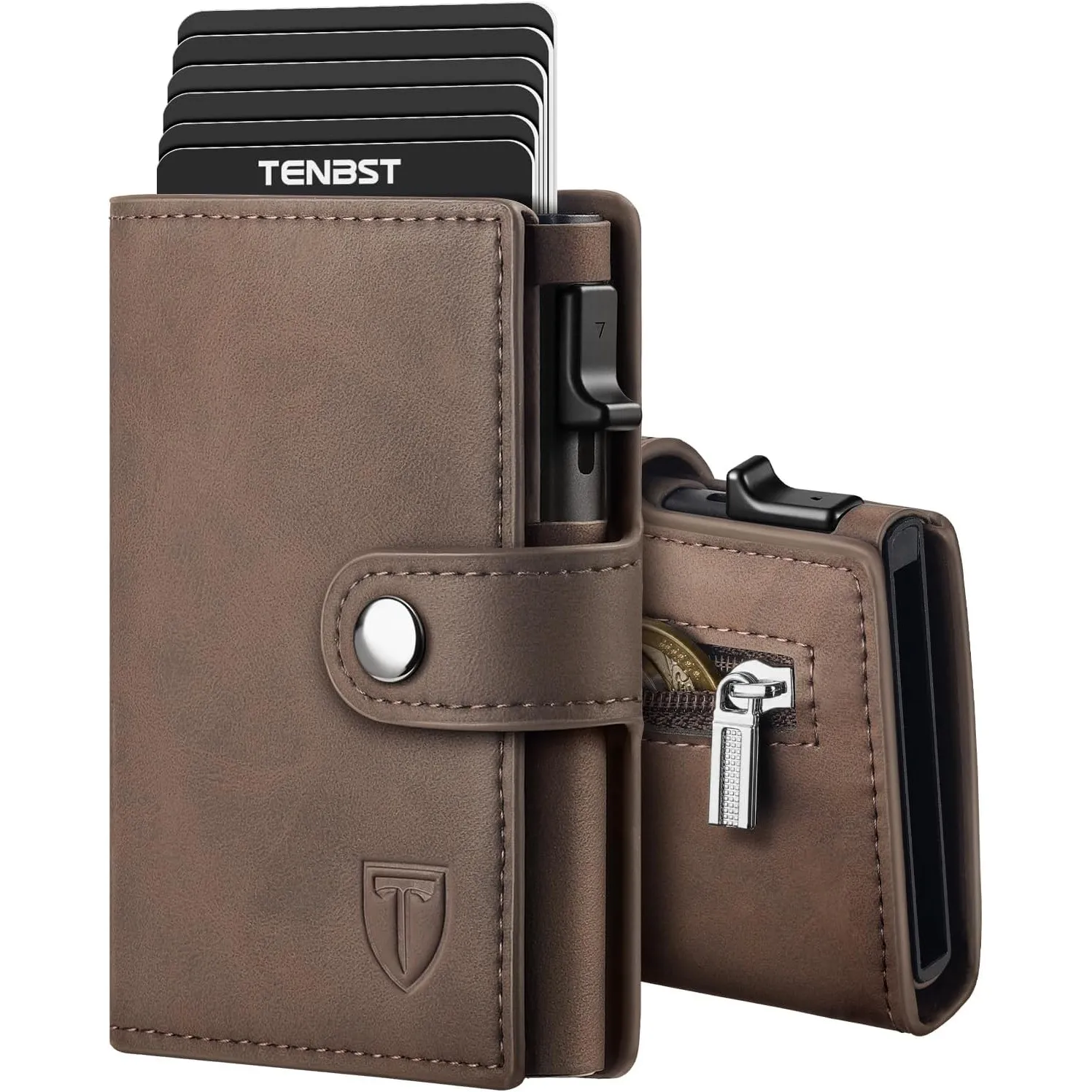TENBST Slim Wallet mit Münzfach, Geldbörse Herren RFID Schutz