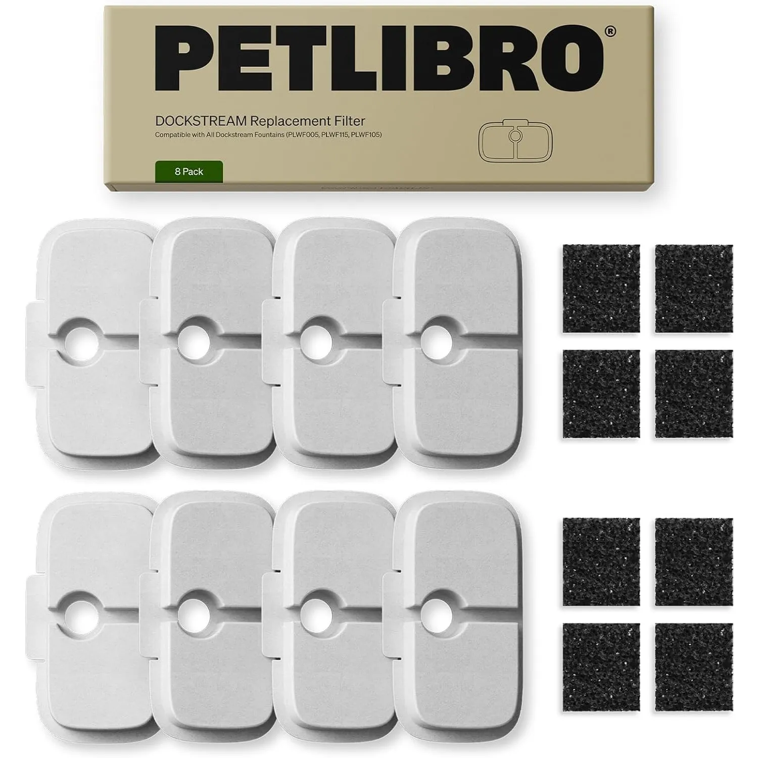 PETLIBRO Filter Katzenbrunnen 8er Pack für Dockstream Trinkbrunnen für Katze PLWF115, PLWF116, PLWF106, PLWF005, 4-Mona…