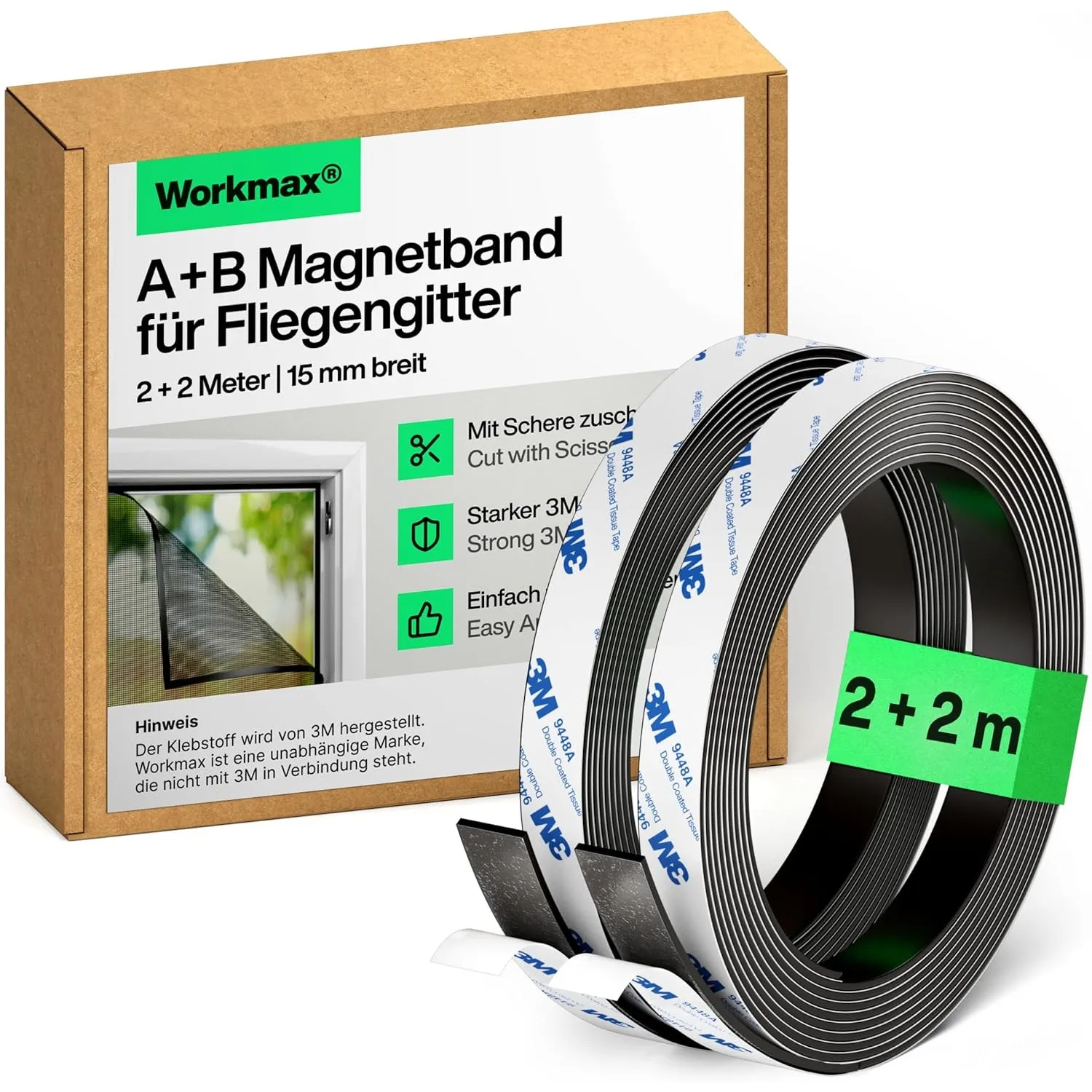 A+B Magnetband für Fliegengitter & Moskitonetze - Selbstklebende Magnetstreifen mit starker gegenseitiger Anziehung - M…