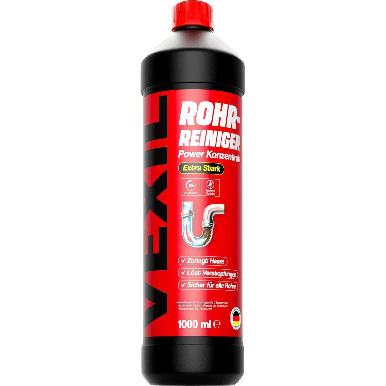 VEXIL Rohrreiniger - Profi Abflussreiniger EXTRA STARK für Extremfälle - 1L Power Konzentrat löst hartnäckigste Verstop…