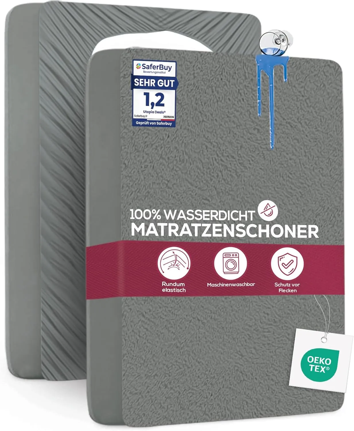Utopia Bedding Matratzenschoner 180 x 200 x 40 cm Wasserdicht, Oeko-TEX Zertifiziert Matratzenauflage Atmungsaktive, Ma…