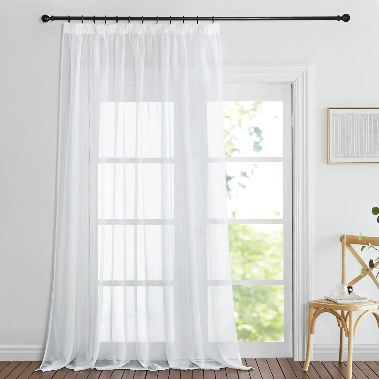 PONY DANCE Voile Gardinen für Schienensystem 1er Set H 245 x B 200 cm Lange Transparente Gardine und Vorhänge mit Kräus…