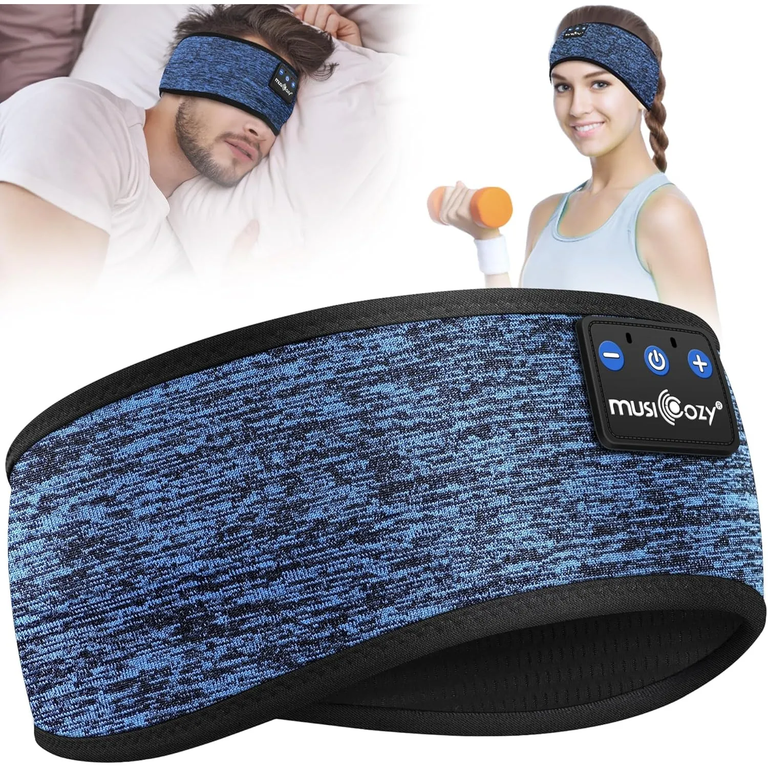 MUSICOZY Schlafkopfhörer Bluetooth, Schlaf Kopfhörer Stirnband Schlaf-Ohrhörer Headband Kabellos Sportskopfhörer 16+STD…